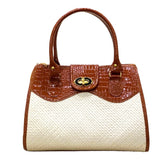 HANDBAGS -Natural woven with leather handle