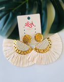 EARRINGS -Raffia & rattan style