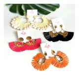 EARRINGS -Raffia & rattan style