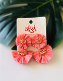 EARRINGS -Raffia & rattan style