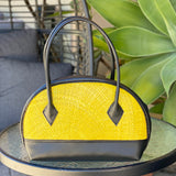 HANDBAGS -Natural woven with leather handle