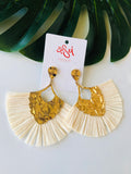 EARRINGS -Raffia & rattan style