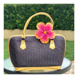 HANDBAGS -Natural woven with leather handle