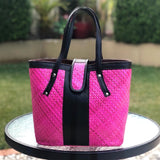 HANDBAGS -Natural woven with leather handle