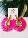 EARRINGS -Raffia & rattan style