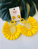 EARRINGS -Raffia & rattan style