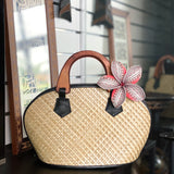 HANDBAGS -Natural woven with wooden handles