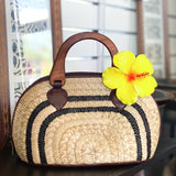 HANDBAGS -Natural woven with wooden handles