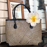 HANDBAGS -Natural woven with leather handle