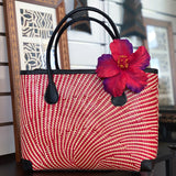 HANDBAGS -Natural woven with leather handle