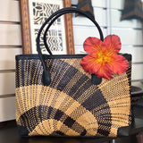 HANDBAGS -Natural woven with leather handle