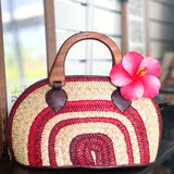 HANDBAGS -Natural woven with wooden handles